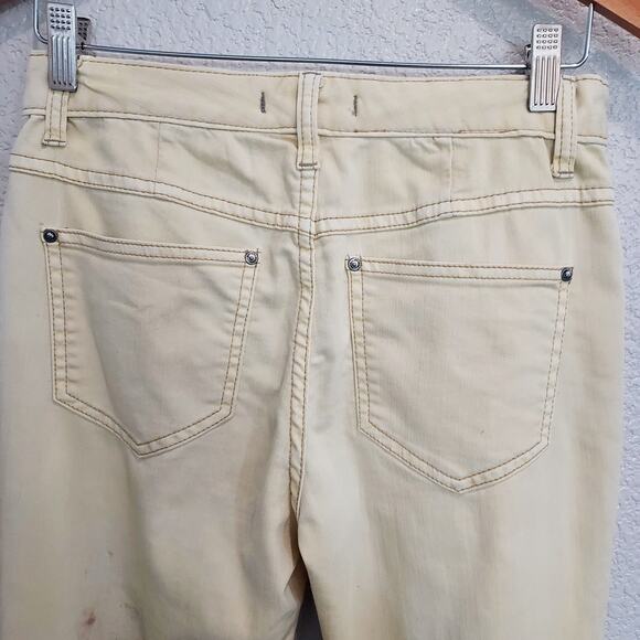 Free People Pale Yellow Denim Slim Straight Leg Jeans Size 27 - Picture 9 of 12